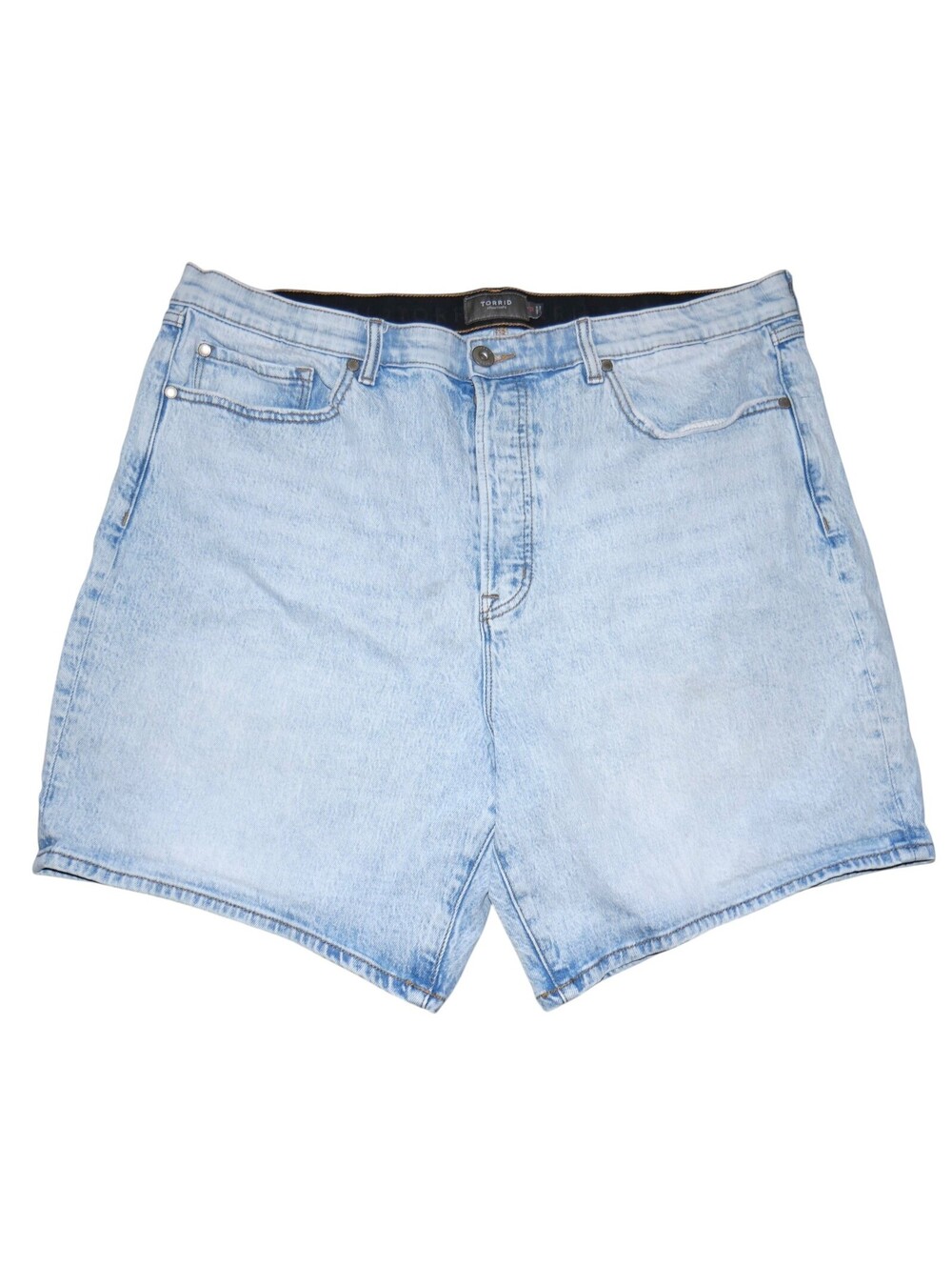 Torrid Feel The Fit Button Fly Jean Shorts Womens Size 18 Stretch Light Wash EUC